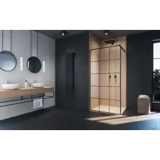 Radaway Modo X Black II Factory Walk-in fekete zuhanyfal 160 átlátszó kád, zuhanykabin