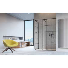 Radaway Modo X Black III Factory Walk-in fekete zuhanyfal 90x90 átlátszó kád, zuhanykabin