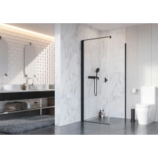 Radaway Nes 8 Black KDJ I szögletes fekete zuhanykabin 90x80 átlátszó balos kád, zuhanykabin