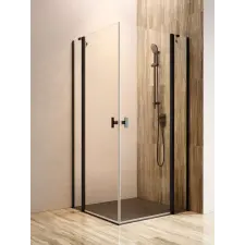 Radaway Nes Black KDD II szögletes fekete zuhanykabin 100x100 átlátszó kád, zuhanykabin