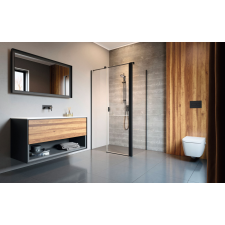 Radaway Nes Black KDS II szögletes fekete zuhanykabin 110x70 átlátszó balos kád, zuhanykabin