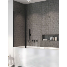 Radaway Nes Black PND II fekete kádparaván 130 átlátszó balos kád, zuhanykabin