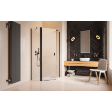 Radaway Nes Black PTJ szögletes fekete zuhanykabin 100x100B átlátszó, balos kád, zuhanykabin