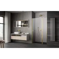 Radaway Nes Brushed Gold DWJ II szálcsiszolt arany zuhanyajtó 90 átlátszó balos kád, zuhanykabin