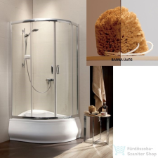 Radaway Premium Plus E 1700 100x80 aszimmetrikus íves tolóajtós zuhanykabin króm/barna 30481-01-08N kád, zuhanykabin