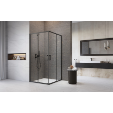 Radaway Premium Pro Black KDD szögletes fekete zuhanykabin 80x80 átlátszó kád, zuhanykabin