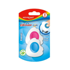 Radír, PVC mentes 2 db/bliszter Keyroad Exraser Plus vegyes színek radír