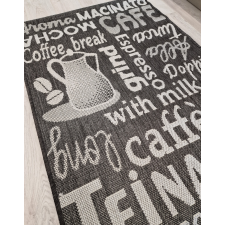 ragolle COFFEE szőnyeg, síkszövött, fekete-szürke, konyhai, 80x200 lakástextília
