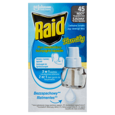  Raid® Family Elektromos szúnyogirtó utántöltő folyadék 27 ml illatmentes 45 éjszakás tisztító- és takarítószer, higiénia