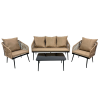 ramiz Bézs kerti bútorszett: 2 fotel, 1 kanapé és egy asztal, vízálló párnáival