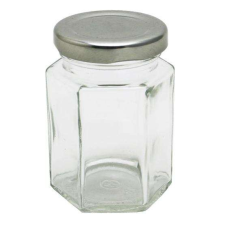 Ramiz.hu 110 ml-es hatszögletű üveg tároló fém fedővel 12 darabos szettben papírárú, csomagoló és tárolóeszköz