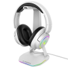 RAMPAGE Fejhallgató állvány - TOWER T14 (fehér, műanyag, USB HUB, RGB)