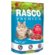  Rasco Premium száraztáp ivartalanított macskáknak, marha áfonyával, vizitorma kivonattal  400g macskaeledel