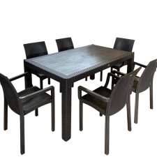  Rattan Asztal 150X90 Cm Barna kerti bútor