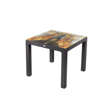  Rattan Asztal Színesüveg 90X90Cm B kerti bútor