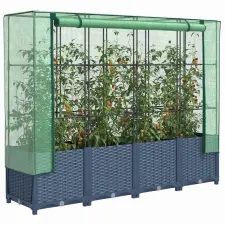  Rattan hatású magaságyás üvegháztakaróval 160 x 40 x 138 cm kerti tárolás