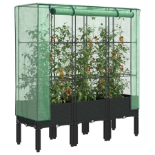  Rattan megjelenésű magaságyás melegháztakaróval 120x40x140 cm kerti tárolás
