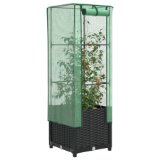  Rattan megjelenésű magaságyás melegháztakaróval 40x40x139 cm kerti tárolás