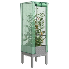  Rattan megjelenésű magaságyás melegháztakaróval 40x40x140 cm kerti tárolás