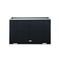 Rattan Polirattan virágtartó láda 100x30x60 cm növénytartó kaspó fekete kerti dekoráció