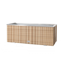Rattan Polirattan virágtartó láda 130x40x45 cm növénytartó kaspó két tónusú homok kerti dekoráció