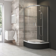 Ravak Blix zuhanykabin 80x80 cm félkör alakú fehér fényes/üveg mintával 3B240140ZG kád, zuhanykabin