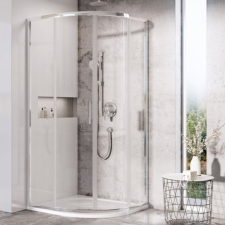Ravak Blix zuhanykabin 90x90 cm félkör alakú alumínium fényes/átlátszó üveg X3BM70C00Z1 kád, zuhanykabin