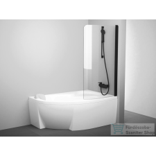 Ravak CVSK1 Rosa 140/150 jobbos kádparaván, Matt fekete+transparent 7QRM0300Y1 kád, zuhanykabin