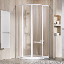 Ravak Supernova zuhanykabin 90x90 cm félkör alakú fehér fényes/üveg mintával 3117O102ZG kád, zuhanykabin