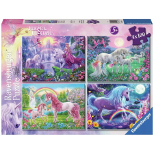 Ravensburger Puzzle 4x100 - Unikornisok  Ajánlott 4-12 éves korig unisex (06659) puzzle, kirakós