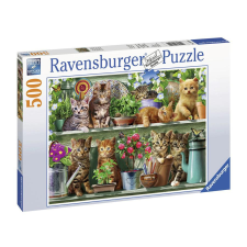  Ravensburger Puzzle 500 db - Cicák a polcon (60807) puzzle, kirakós