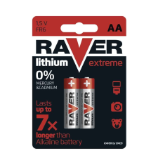 Raver lithium elem FR6 (ceruza, AA) 2db/bliszter elemlámpa