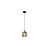 Reality Elmo Pendant lamp 1-ltmetal sand black+black cable+ dark gold crownie shade+smokey glass Crownie shade w D12*H11cm smokey glass 1 x E14, max. 40W bulb not inclsize: D:12*H120 cm - REAL-33