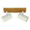 Reality Quentin 2lt Spot Light-IP201.Voltage:230V ~ 50Hz2.Bulb:excl. 2x GU10 max. 35W3.Size:26*9*H16cm4.Color:sand white(incl.joint)+wooden finish5.Material:Metal - REAL-838502-37