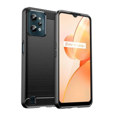 Realme Szilikon telefonvédő (ütésállóság, légpárnás sarok, szálcsiszolt, karbon minta) FEKETE tok és táska