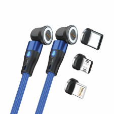 RealPower 439652 USB-C/Lightning/USB-B apa - USB-C/Lightning/USB-B apa 2.0 Adat és töltő kábel - Kék (1m) kábel és adapter