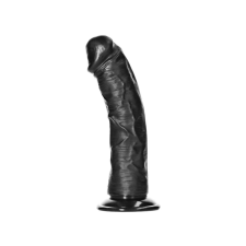 REALROCK - tapadótalpas realisztikus dildó - 15,5cm (fekete) műpénisz, dildó