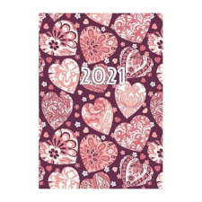 REALSYSTEM Zsebnaptár REALSYSTEM 2 Day B/6 kétnapos álló fehér lapos Szívek 2021. naptár, kalendárium