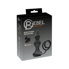 Rebel 2in1 - akkus, rádiós anál vibrátor péniszgyűrűvel (fekete) anál