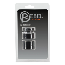 Rebel Ball - pénisz-, heregyűrű és nyújtó szett - (fekete) péniszgyűrű