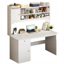 Rebiko Fehér számítógépes íróasztal, laptopos asztal, polcos, nagy méretű, játékosoknak íróasztal