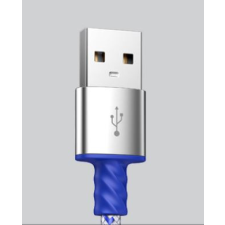 Recci RTC-N33L Lightning - USB-A textil borítású adat- és töltőkábel 2m kék-ezüst kábel és adapter