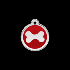 Red Dingo Csillámos Rozsdamentes csont mintás acél biléta piros nyakörv, póráz, hám kutyáknak