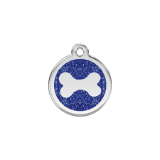 Red Dingo Csillámos Rozsdamentes csont mintás acél biléta sötétkék nyakörv, póráz, hám kutyáknak