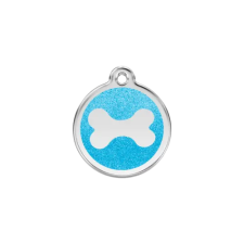 Red Dingo Csillámos Rozsdamentes csont mintás acél biléta világoskék nyakörv, póráz, hám kutyáknak