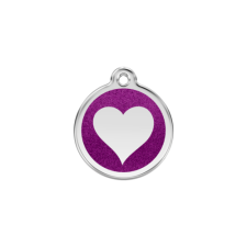 Red Dingo Csillámos Rozsdamentes szív mintás acél biléta lila nyakörv, póráz, hám kutyáknak