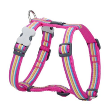 Red Dingo Horizontal Stripes Hot Pink Medium Dog hám nyakörv, póráz, hám kutyáknak