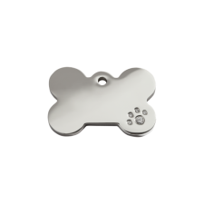 Red Dingo Polírozott rozsdamentes csont forma acél biléta, cirkóniával nyakörv, póráz, hám kutyáknak