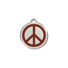 Red Dingo Rozsdamentes békejel mintás acél biléta barna nyakörv, póráz, hám kutyáknak