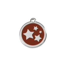 Red Dingo Rozsdamentes csillag mintás acél biléta barna nyakörv, póráz, hám kutyáknak